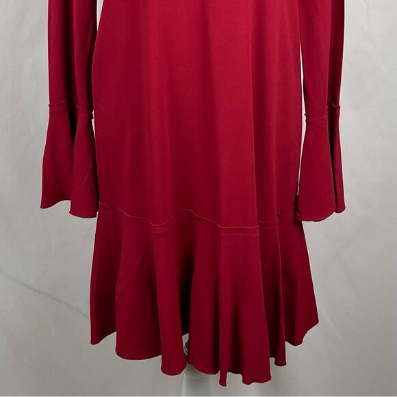 Theory Candy Apple Red Ruffled Party Date Night Dress NWOT Size 4 - Picture 5 of 14